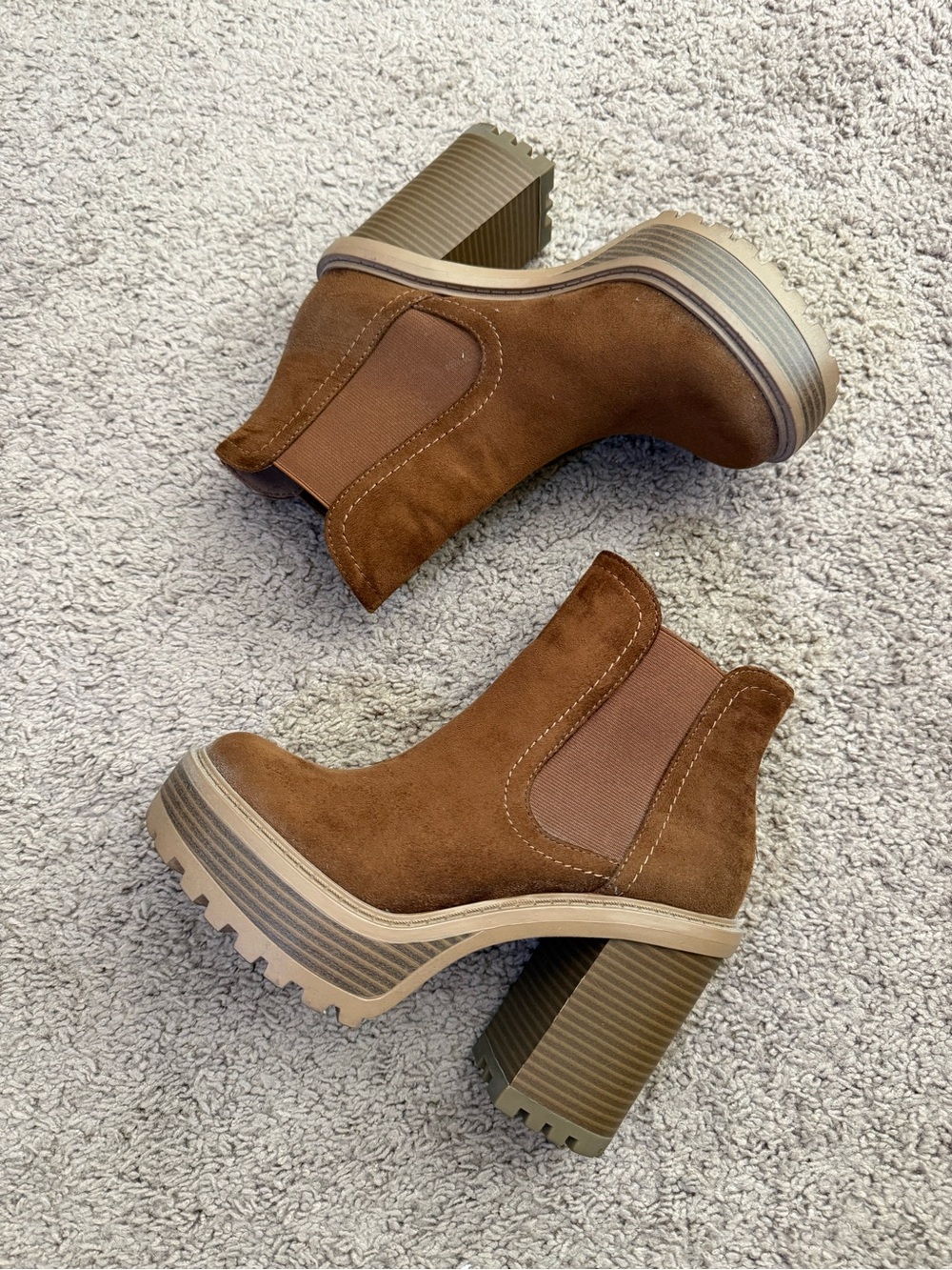 Soda Cognac Chunky Ankle Boot